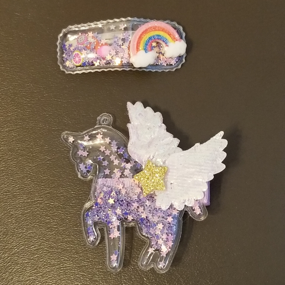 3/$25♥️ Unicorn Princess Kawaii Purple Lavender Hair Clips 2 pcs New